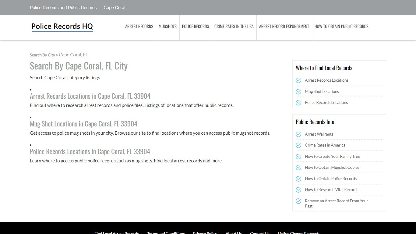 Police Records in Cape Coral, FL